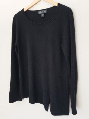 Philosophy By Cashmere Republic Black Asymmetric Slit Longline Sweater Jumper L